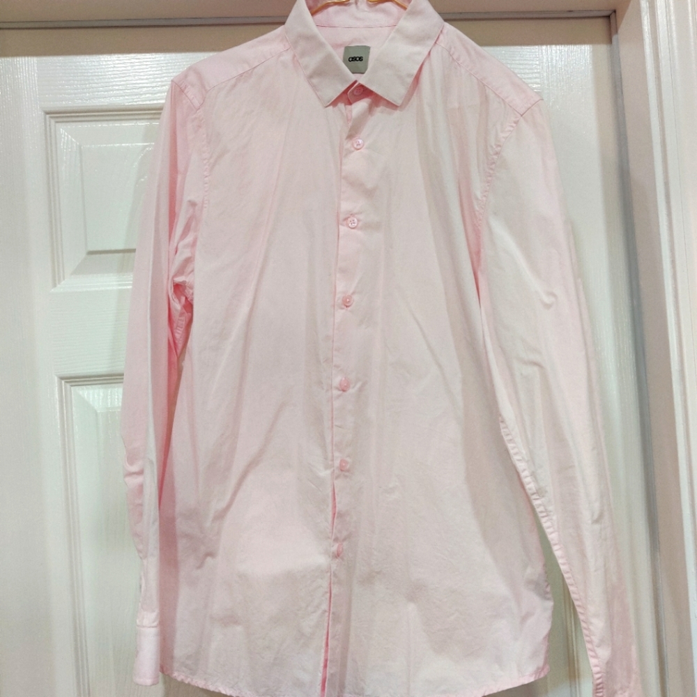 Light Baby Pink Slim Button Down Long Sleeve Dress Shirt